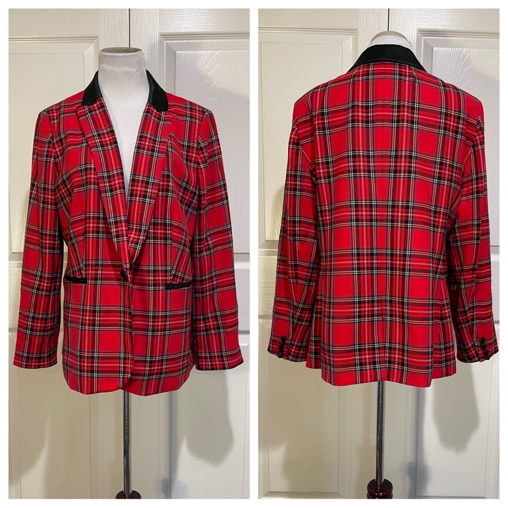 J Crew Parke Plaid Blazer Jacket in Steward Tartan Red Wool - Picture 4 of 10